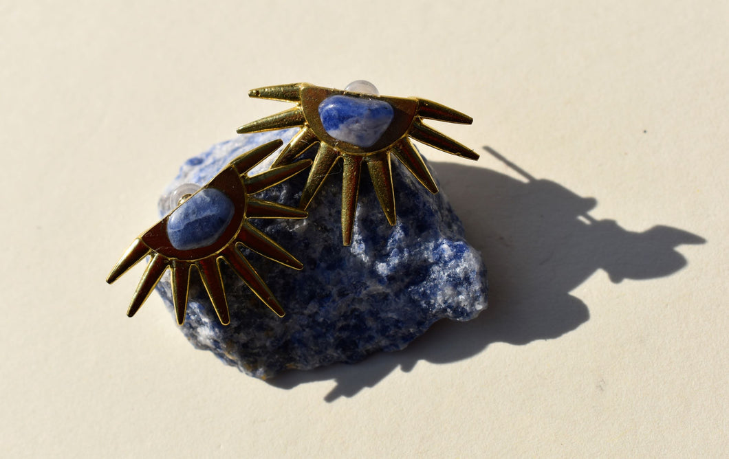 The Sodalite Sun Earrings